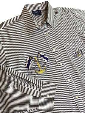 Las Olas Nautical Button Up Top Women’s L Preppy Coastal Grandma Sailing Summer